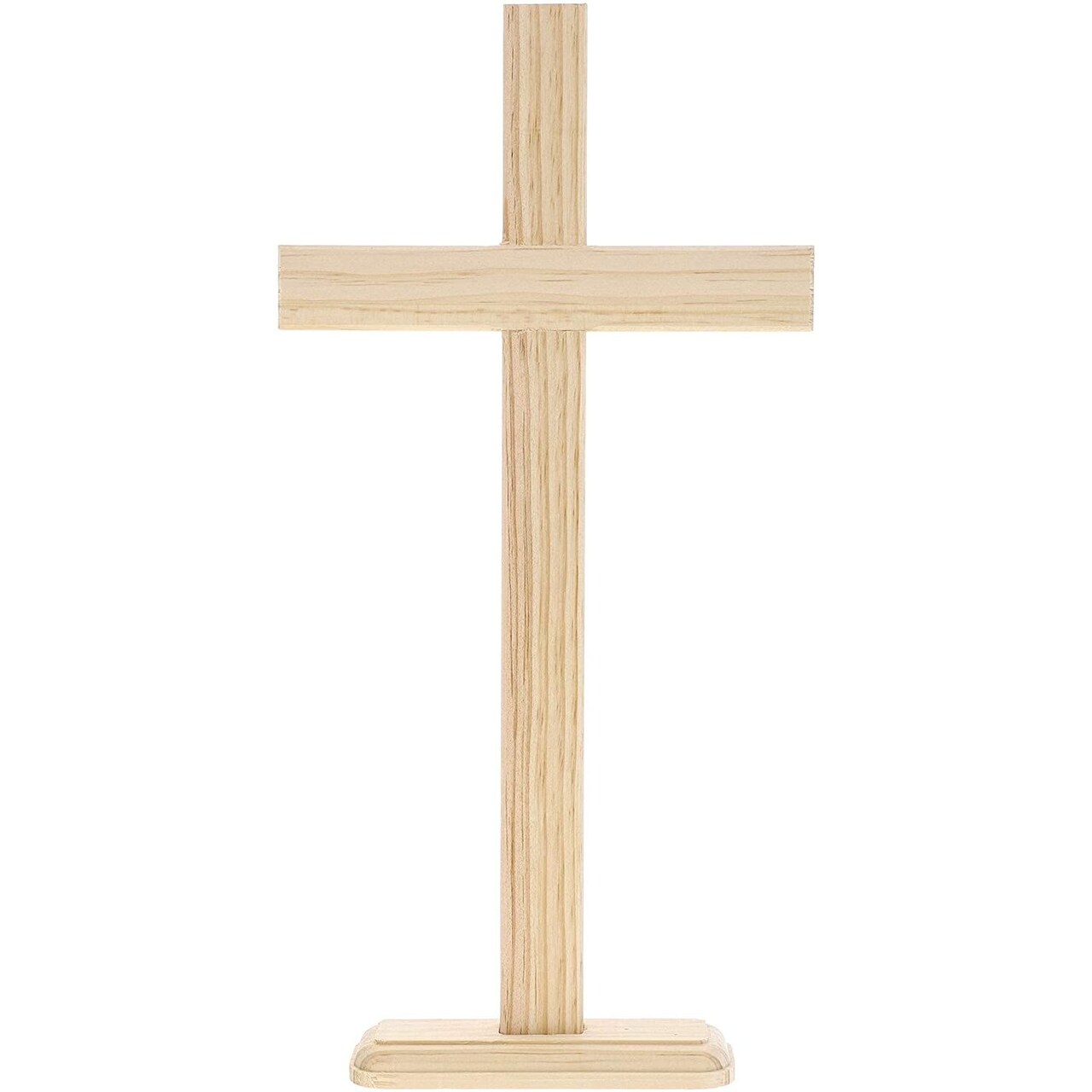Juvale Wood Crosses for Crafts - 2 Pack, 7.9 x 15.5 In, Natural Unfinished Wood - Unfinished Free Standing Cross Stand for Tabletop & Shelf